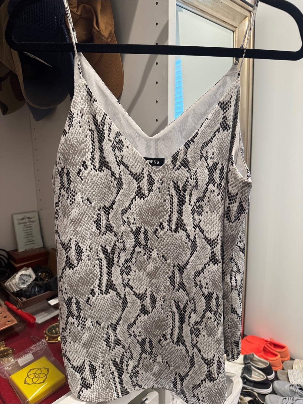 Express Snake-Print Satin Cami - Black & White